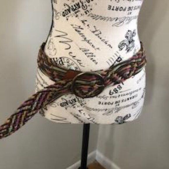 Fossil Woven Multicolor Leather Buckle Belt Size M. - Picture 3 of 16